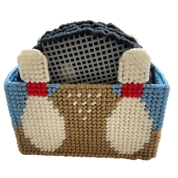 Bowling Themed Handmade Plastic Canvas Coaster Set Holder - Picture 5 of 7